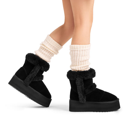 DREAM PAIRS Winter Platform Fur Boots for Women